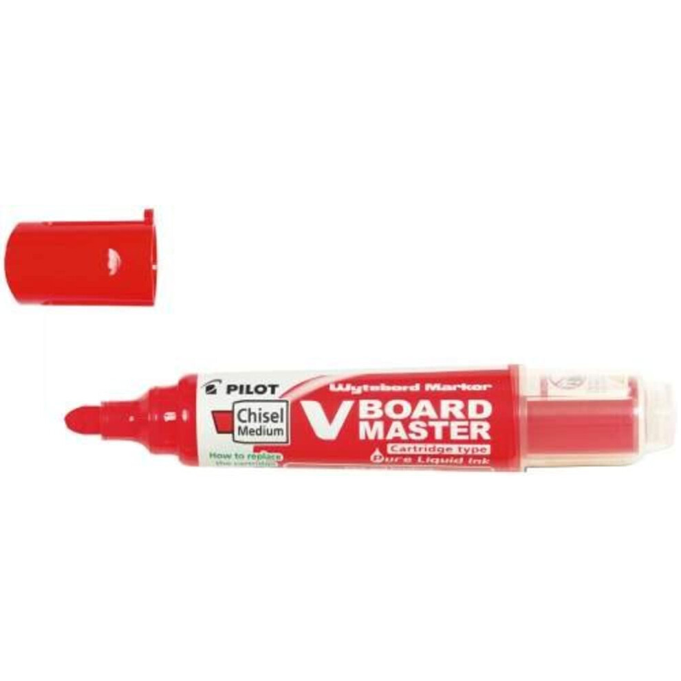 Pilot - Begreen V Board Master Marker Refill - Recycled, 2.2-5.2Mm Chisel Tip - 10 X Red