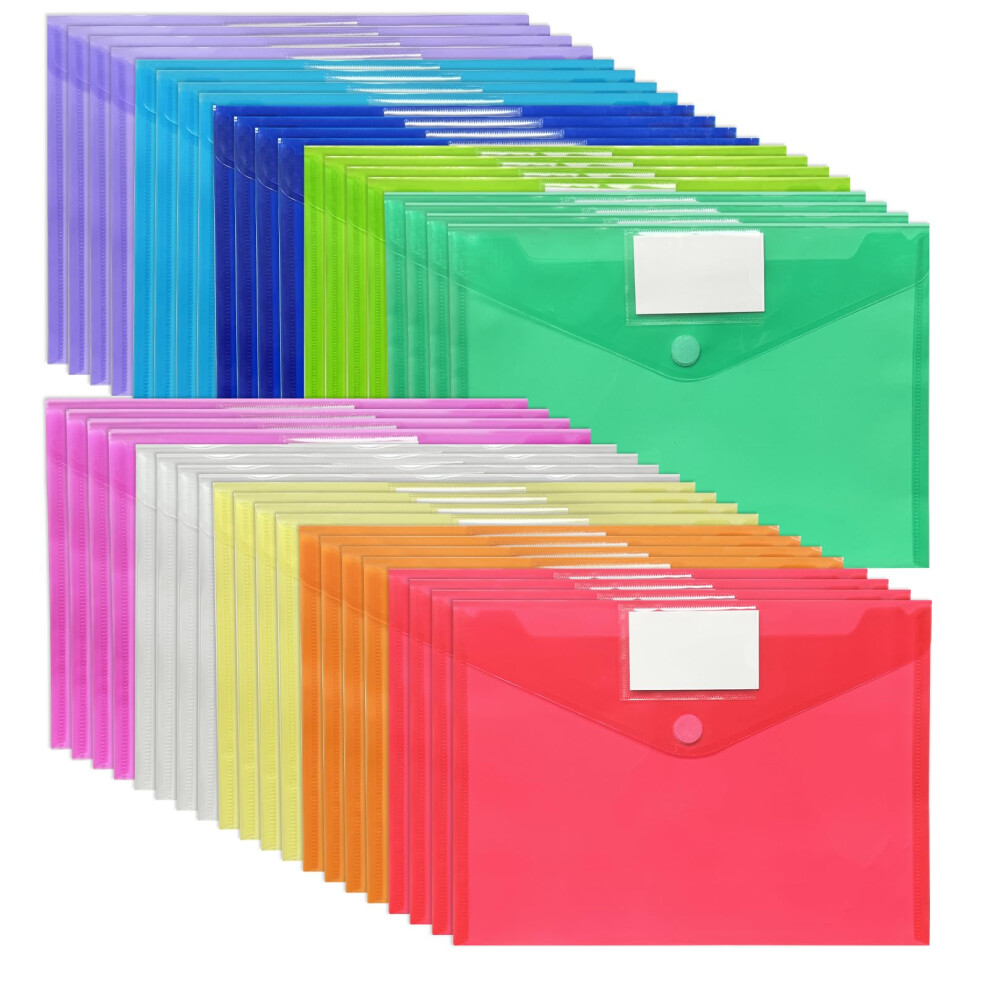 Photos - File Folder / Lever Arch File ReePlan 40 Pack A4 Plastic Wallets, 10 Assorted Colours Document Folder with Label Pocket & Velcro Seal - Waterproof Folders
