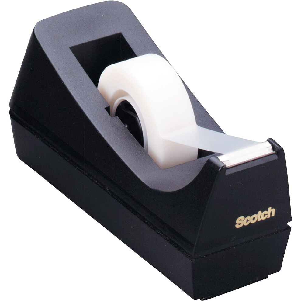 Scotch Desktop Tape Dispenser C38, Desktop Adhesive Distributor - Refillable Sticky Tape Dispenser For Home And Office Black
