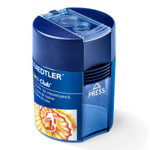 STAEDTLER 512 00 Noris Club Double-Hole Tub Sharpener for Graphite & Colour Pencils up to 10.2mm Diameter (1 x Sharpener)