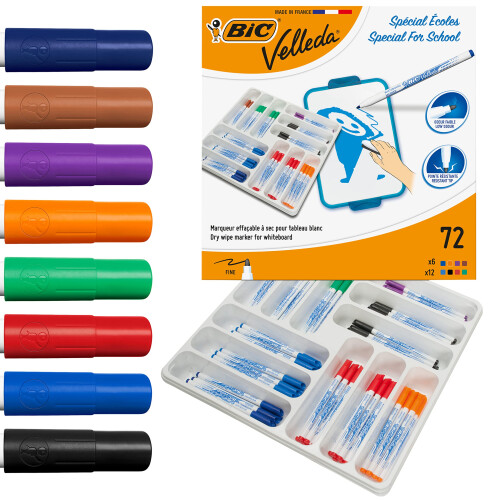 BIC BIC Velleda 1721 Whiteboard Pens - Assorted Colours, Classpack of 72