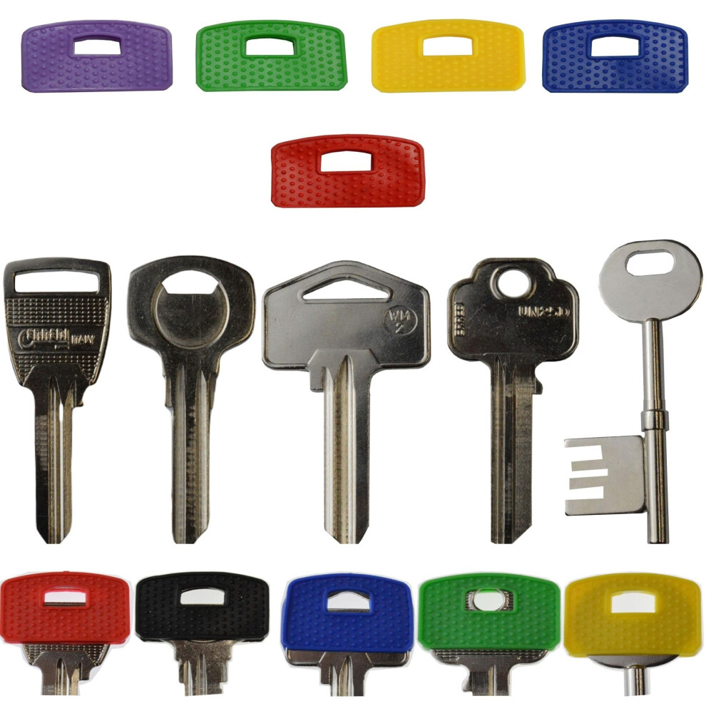 5Pcs Square Key Cover Cap - Large Key Covers Caps (25 To 30 Mm) Coloured Square Key Caps - Yale Key Covers, Ideal As Key Identifiers, Markers, Topper 5001431463179