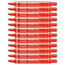 Pentel N60 Permanent Marker Chisel Tip Max.6mm Line Red Ref N60-B [Pack of 12]