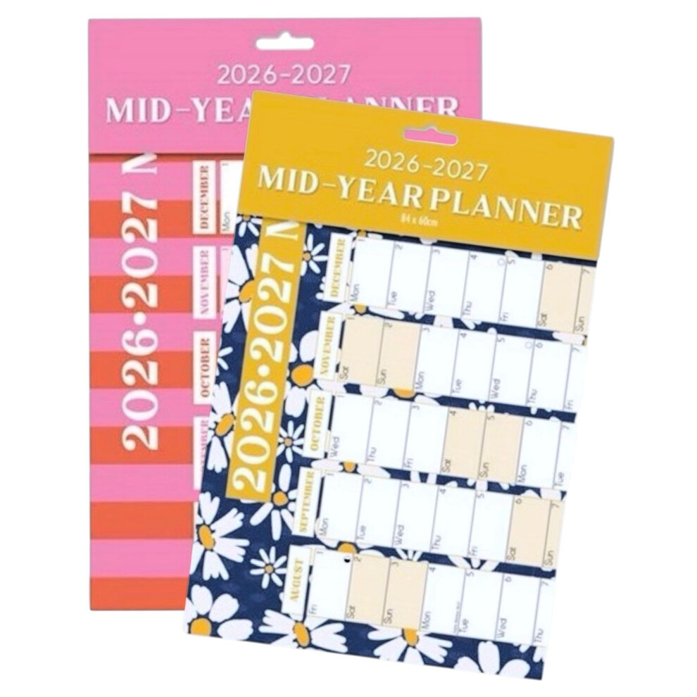 Large A1 Academic Mid Year Wall Planner 2026 2027, Academic Calendar Aug 2026 - Jul 2027, 840x600mm (Random Colour 3921)-image-OPC-PVR5BXX-NEW