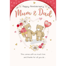 Anniversary Card, Happy Anniversary Mum& Dad - 9 x 6 inches - Regal Publishing