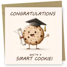 Graduation Card. Smart Cookie Design. Card with Kraft Envelope. 150x150mm when f