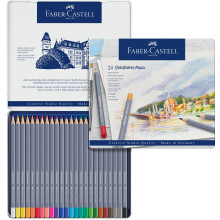 Faber-Castell Creative Studio Goldfaber Aqua Watercolour Pencil, Multicoloured, Tin of 24 Pencils, Art, Craft, Drawing, Sketching, Home, School, Univ