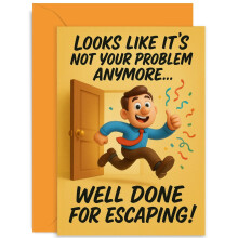 Funny Leaving Card - Monkey Business Suit Design - Congratulations Humorous Farewell Card For Colleagues - Blank Inside With Envelope