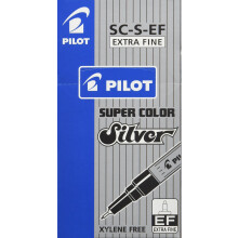Pilot Super Colour Extra Fine Marker Bullet 1.0 mm Tip - Silver, Box of 12