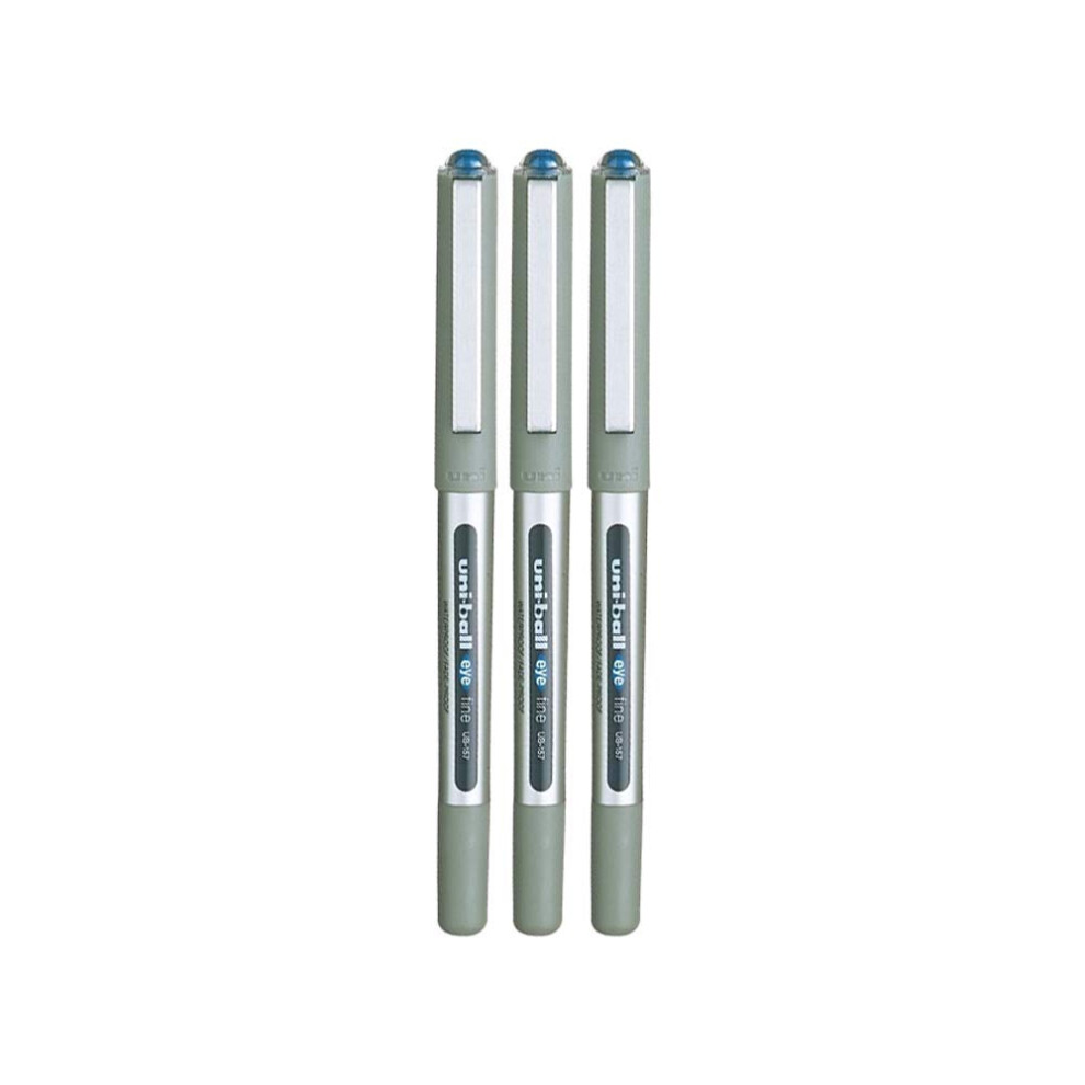 Uni-Ball Eye Ub-157 Rollerball Pen [Pack Of 3] Medium 0.7Mm Ball Blue