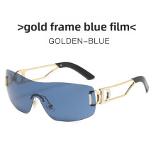 (Deep Blue)Occhiali da sole unisex senza montatura con protezione Uv400 per moda viaggio attività outdoor