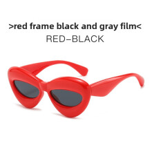 (Red)Occhiali stile cat eye materiale pc uv400 antiriflesso per viaggi e streetwear