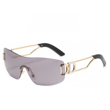 (Purple)Occhiali da sole unisex senza montatura con protezione Uv400 per moda viaggio attività outdoor