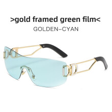 (Green)Occhiali da sole unisex senza montatura con protezione Uv400 per moda viaggio attività outdoor