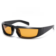 (BlackFrameOrangeYellow)Occhiali da sole Steampunk Y2k donna specchio occhiali sportivi protezione Uv400 per attività all'aperto