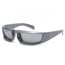 (GrayFrameMercury)Occhiali da sole Steampunk Y2k donna specchio occhiali sportivi protezione Uv400 per attività all'aperto