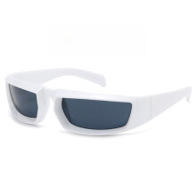 (WhiteFrameBlackGray)Occhiali da sole Steampunk Y2k donna specchio occhiali sportivi protezione Uv400 per attività all'aperto