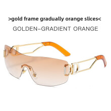 (Gradient Orange)Occhiali da sole unisex senza montatura con protezione Uv400 per moda viaggio attività outdoor