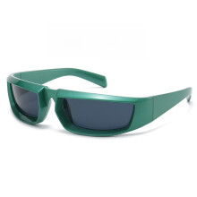 (GreenFrameBlackGray)Occhiali da sole Steampunk Y2k donna specchio occhiali sportivi protezione Uv400 per attività all'aperto