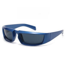 (BlueFrameBlackGray)Occhiali da sole Steampunk Y2k donna specchio occhiali sportivi protezione Uv400 per attività all'aperto