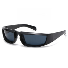 (BlackFrameBlackGray)Occhiali da sole Steampunk Y2k donna specchio occhiali sportivi protezione Uv400 per attività all'aperto