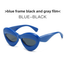 (Blue)Occhiali stile cat eye materiale pc uv400 antiriflesso per viaggi e streetwear