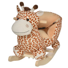 Cheval à bascule girafe en peluche pour enfants de 18 à 36 mois, avec sons et ceinture de sécurité