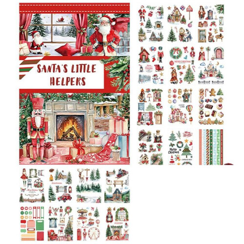 Scrapbooking Stickers Kit Scrapbooking Ledger Decorative Sticker Material Kit Vintage Christmas Patterns  Tool B 1