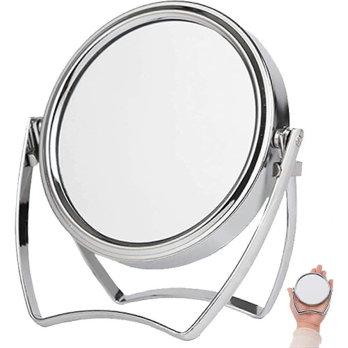 Small Silver Tabletop Makeup Mirror