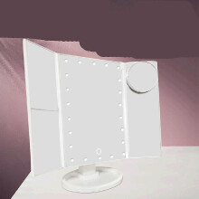 Miroir de maquillage LED, rotation libre à 360, grossissement x2/x3, miroir de voyage blanc (1 pièce)