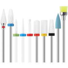 Juego de 10 brocas de cerámica y carburo para taladro de uñas - Herramientas de corte de diamante