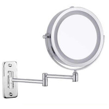 Miroir grossissant mural double face à LED x10, miroir de maquillage extensible et pivotant à 360, alimenté par piles