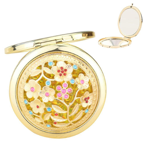 Compact Retro Round Foldable Makeup Mirror for Beauty Lovers, Small Hand Mirror
