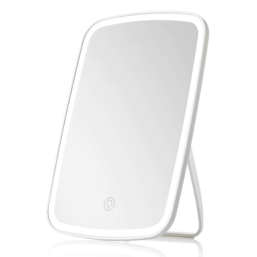 Touch Screen LED Vanity Mirror, Brightness Adjustable, Portable USB Charging, White