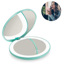 Compact 1x/10x LED Travel Makeup Mirror with 12 Lights