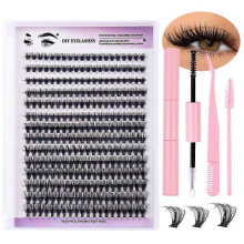 Kit de cils DIY-SET-0232 : 240 faux cils en vison synthétique, courbure D, longs et variés.