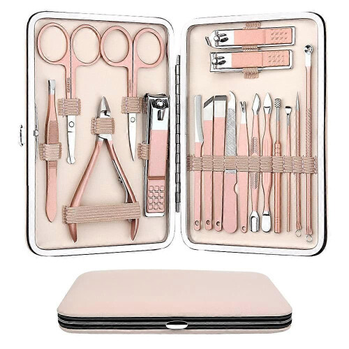 Professional 18-in-1 Manicure Tool Set with Case, Personal Nail Care Kit
