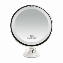 Miroir grossissant X10 LED pour voyage, avec ventouse et fixation murale rotative Ă 360