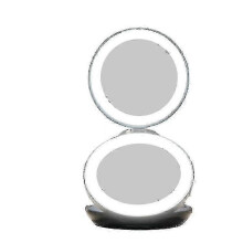 Portable LED Travel Magnifier 1x/10x Zoom, Compact Double-Sided Folding Makeup Mirror with Lights