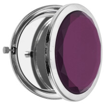 Miroir de voyage compact et pliable violet 7x7x1cm avec loupe et reflet normal