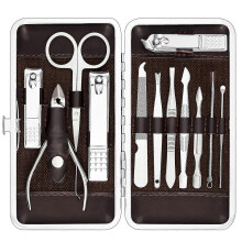 Kit de manucure et pédicure 12 pièces, coupe-ongles et étui de voyage de luxe