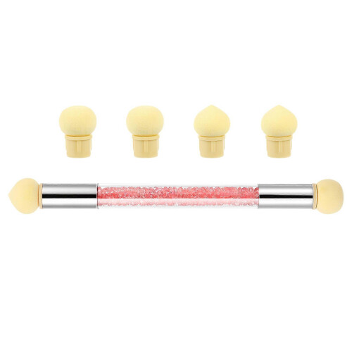 2Pcs Assorted Color Nail Art Sponge Brush Manicure Tool Set