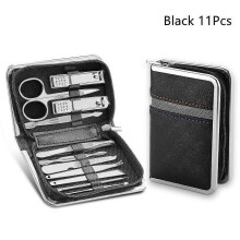 Set professionale di 11 tagliaunghie in acciaio inossidabile nero per manicure