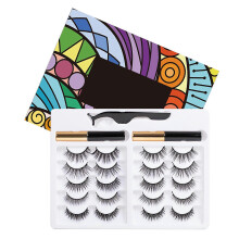 10 Pairs Magnetic Lashes Set, Reusable 3D Natural Fiber with Eyeliner