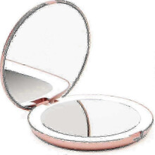 Rose Gold Fancii Compact Travel Makeup Mirror with 1x/10x Magnification & LED Light