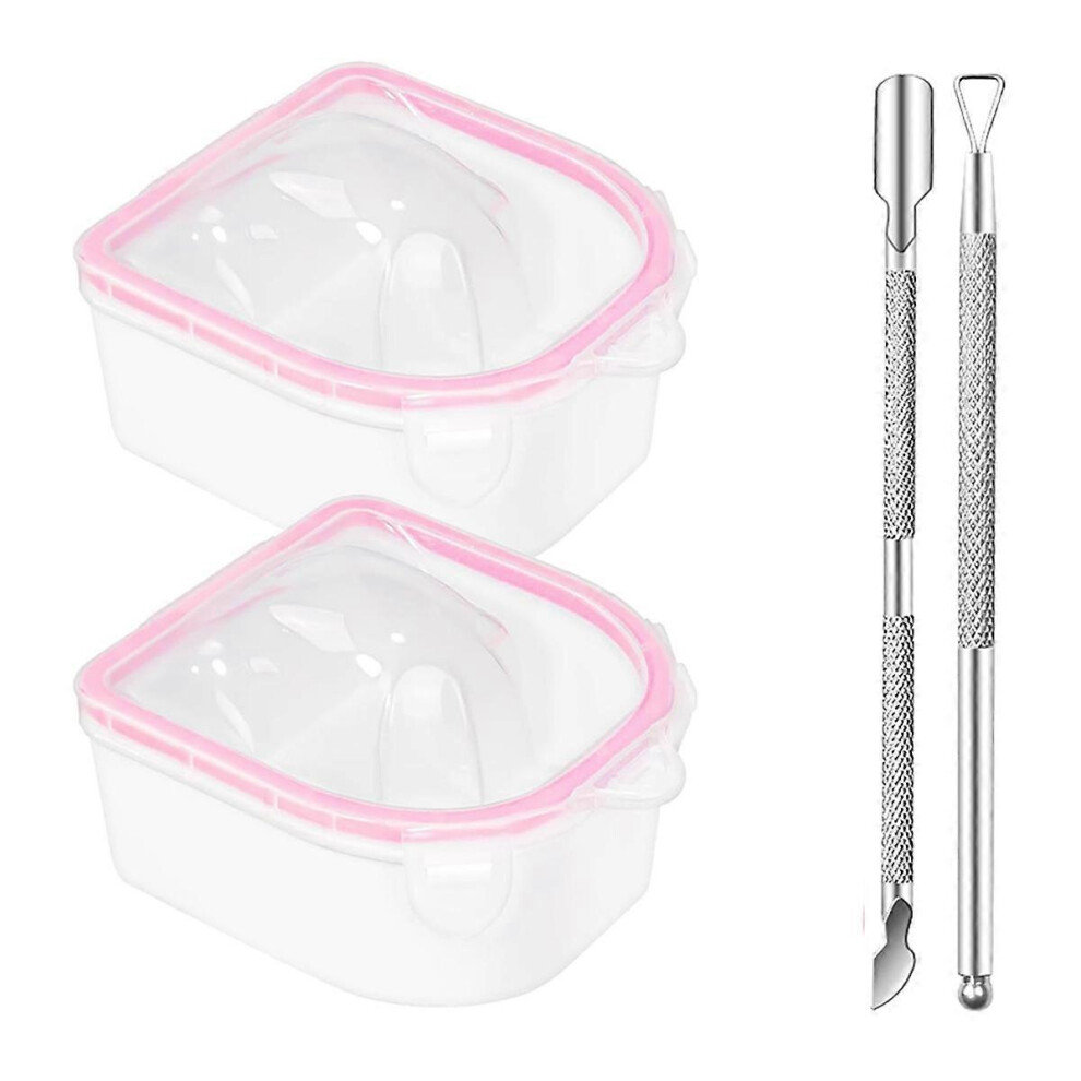 4 Pcs Double Layer Soak Off Bowl for Acrylic Nails, Manicure Tray