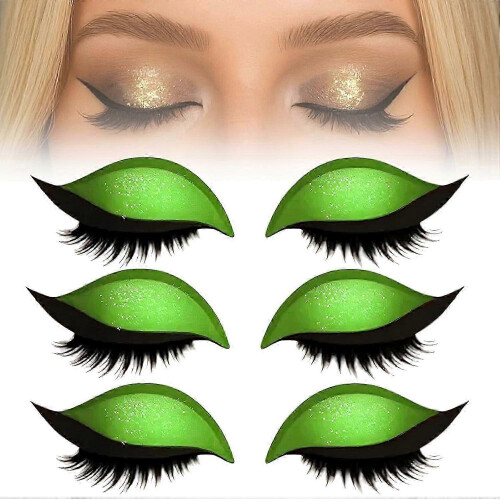 Green Adjustable Eyelash Stickers & Eyeshadow Combo, Reusable False Lashes for Beginners