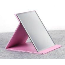 Pink Foldable Leather Makeup Mirror, Portable Vanity Mirror