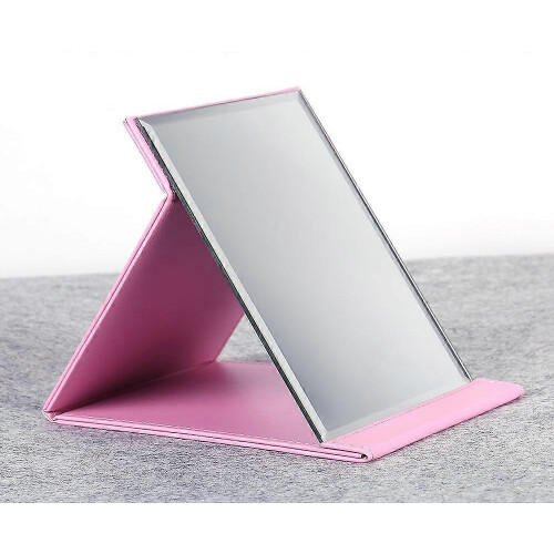 Pink Foldable Leather Makeup Mirror, Portable Vanity Mirror