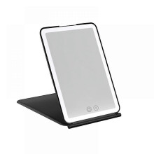 Miroir de courtoisie de voyage rechargeable à LED, écran tactile à 3 couleurs et luminosité réglable, miroir de table